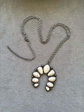paparazzi Cream Stone Crescent Pendant Necklace